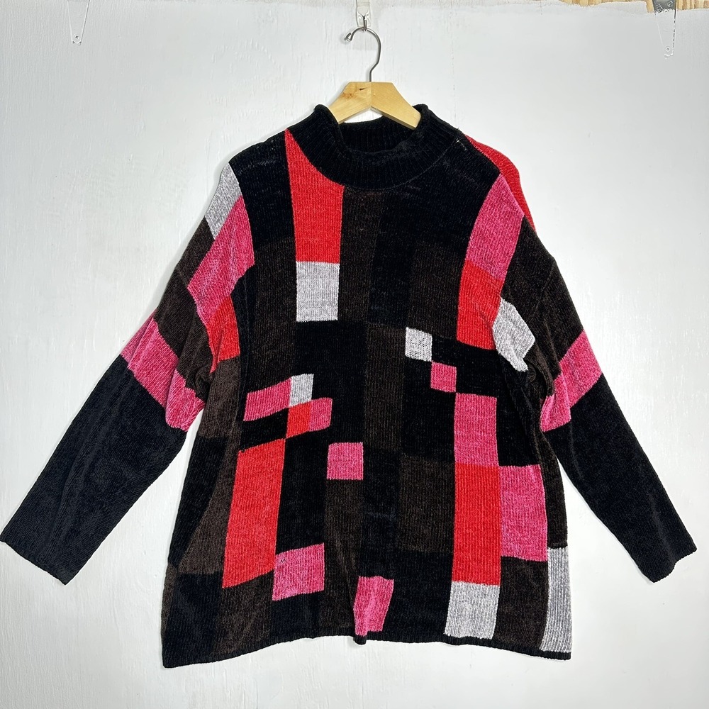Vintage Lord And Taylor Over Sized Sweater Size XL‎ Womens Colorblock Chenille